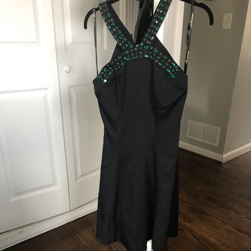 Black Beaded Halter Dress